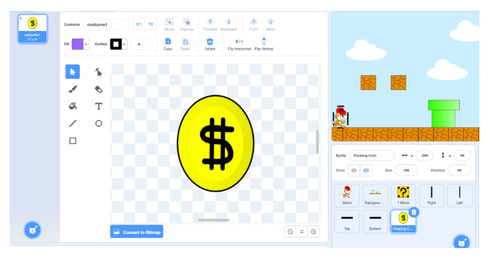 cách làm game Mario trên Scratch